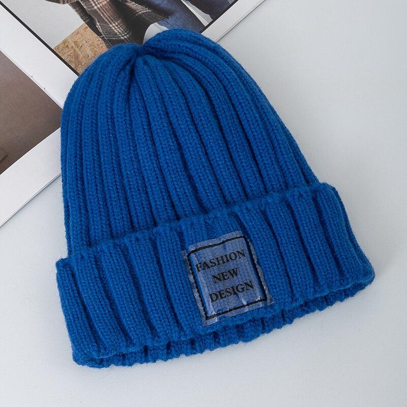Nuevos sombreros de invierno para mujer, gorro cálido Kpop Steeetwear, gorro para mujer, etiqueta transparente informal, sombreros tejidos de invierno