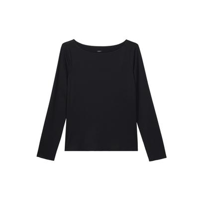Solid Color Off-The-Shoulder Fitted Long Sleeve Workout Top Women Tops Black DQ6035-010