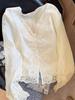 Women's Elegant V-Neck Lace Trim Long Sleeve Shirt