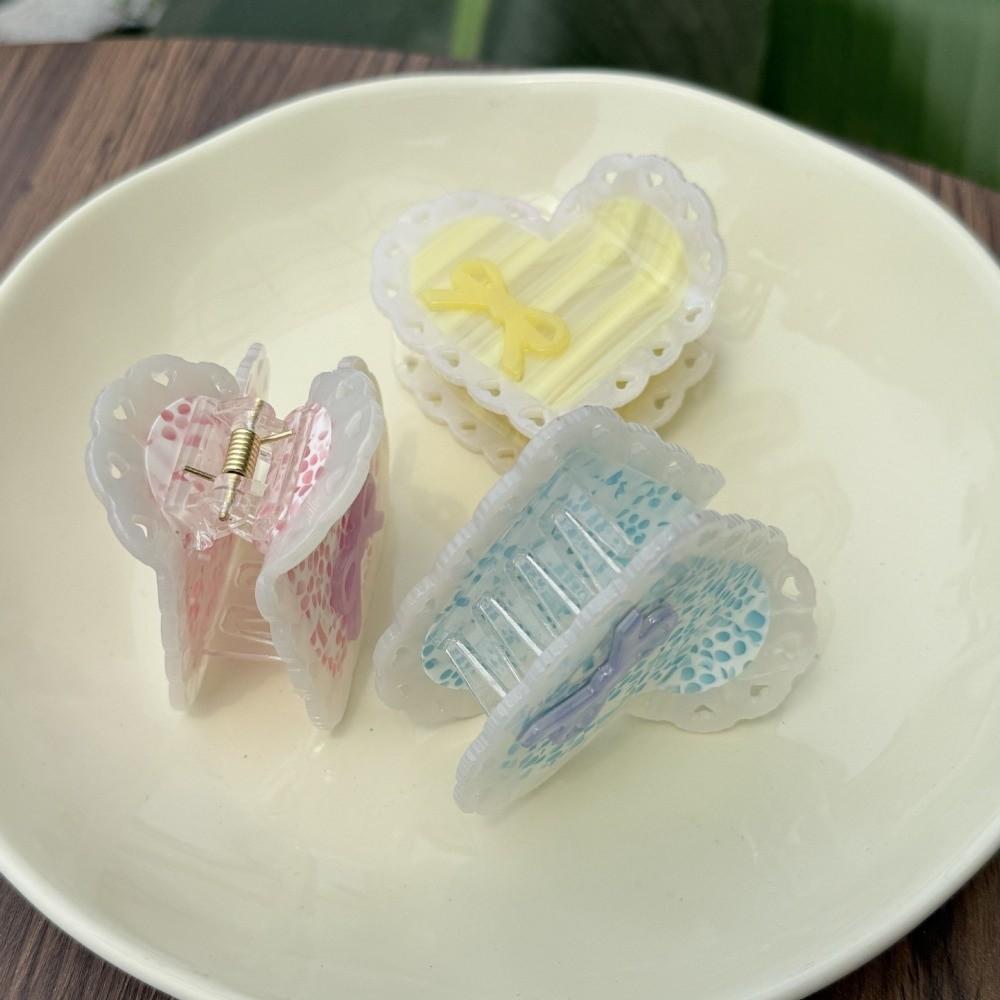 Élégante Pince Requin Cœur Rayures Nœud Pince à Cheveux Mode Acide Acétique Amis