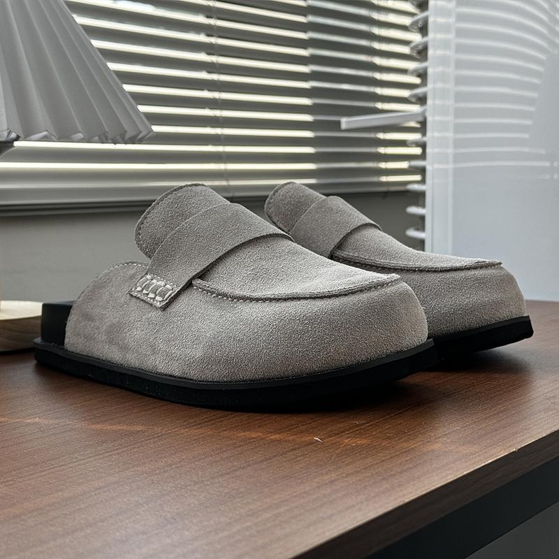 Men's Suede Mule Slippers Comfortable Male Walking Shoes Indoor Outdoor Soft Sole Breathable Flats Handmade Men Casual Shoes