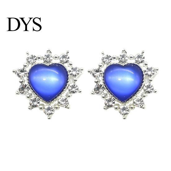Sparkling Rhinestone Flatbacks 2Pcs Cat Eye Heart Faux Gems, Alloy Brooch Buttons, 23mm Jewelry Making Accessories Flatback Gemstone Hearts