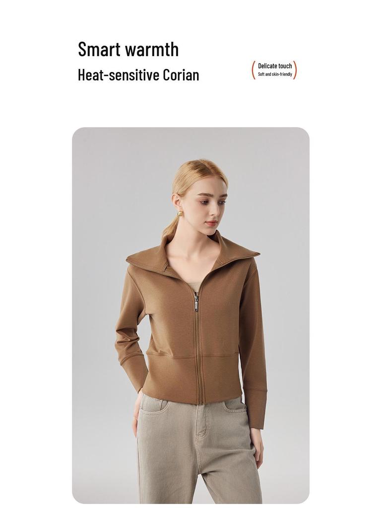 Women's Canary Jacket: Autumn/Winter Casual Cardigan, Stand-Up Collar, Windproof, Thickened, Warm Sports Top.