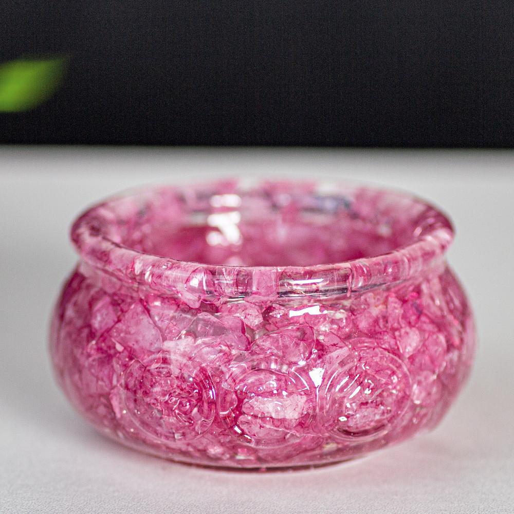 Resin Filled Natural Crystal Wealth Bowl With Handcrafted Decor For Home Gift Giving