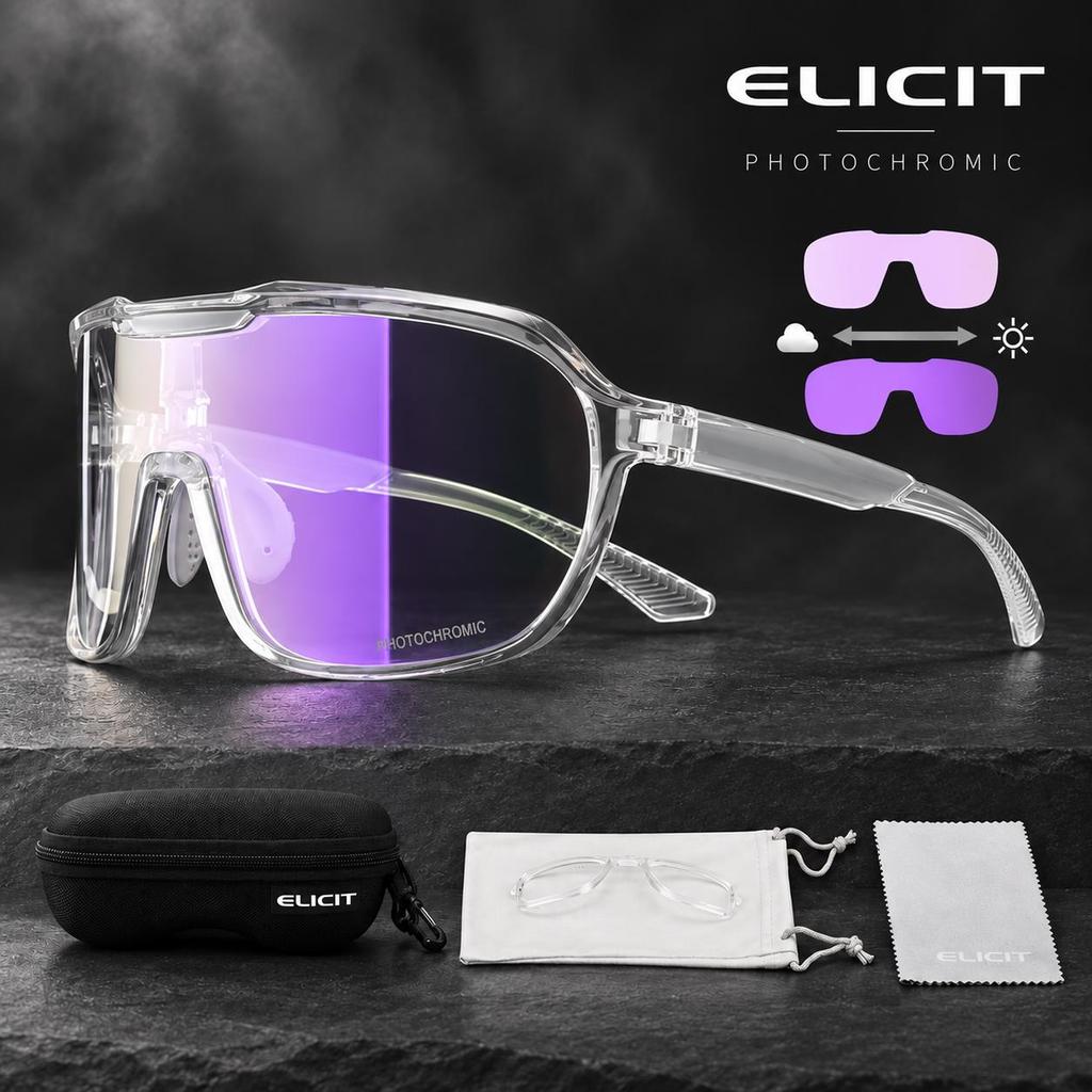 ELICIT New Men's UV400 Photochromic Cycling Sunglasses Women Sports Running Eyewear for Men Glasses Road Bike Bicycle Goggles 7