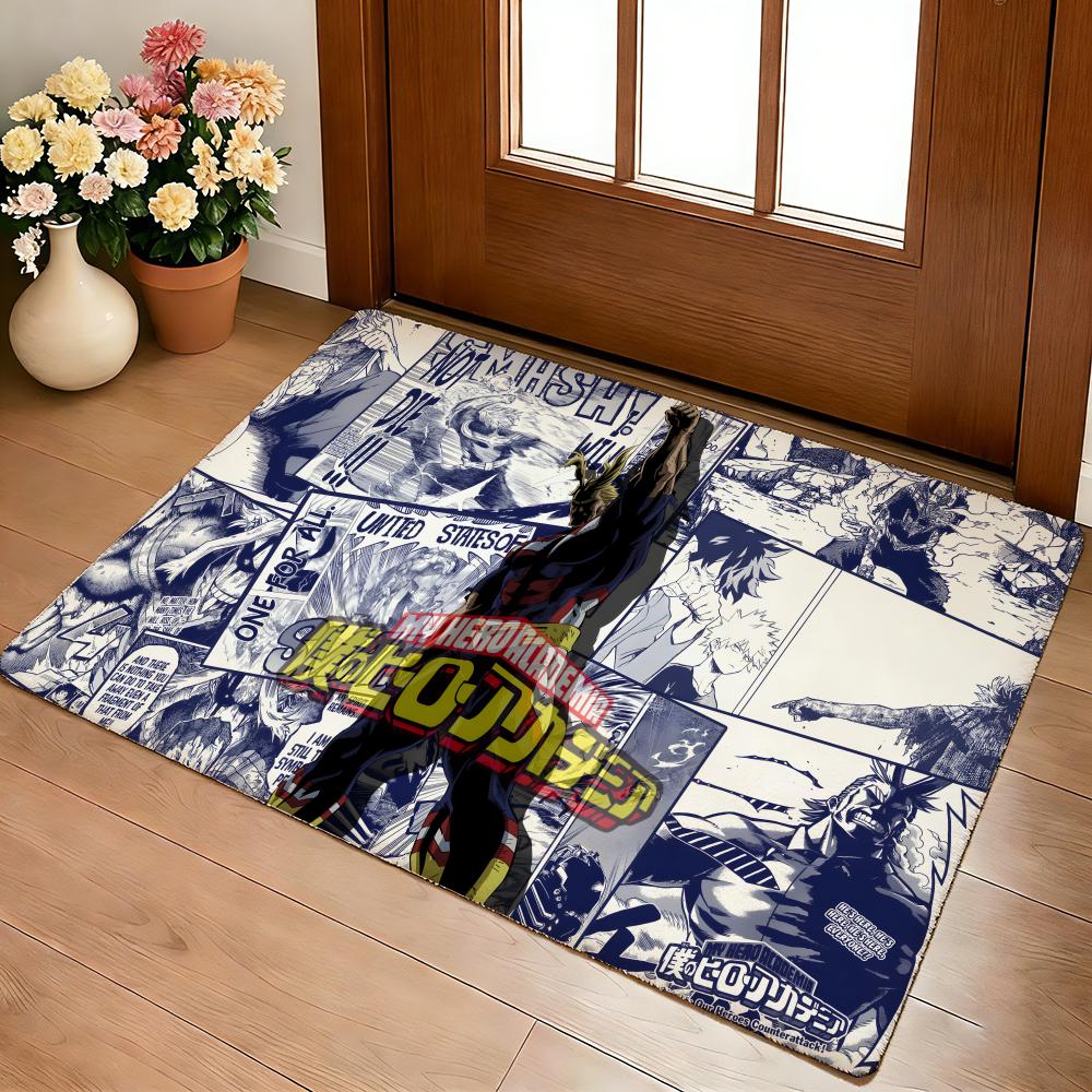 Anime Academia All Might Cartoon Floor Mat Cozy Flannel Soft Thick Non-Slip Mat For Living Room Bedroom Kitchen Decor Rugs