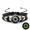 Sun Moon Lover Leather Luminous Bracelet Vintage Punk Multi Layer Beaded Weaving Couple Gift for Him Her Anniversary