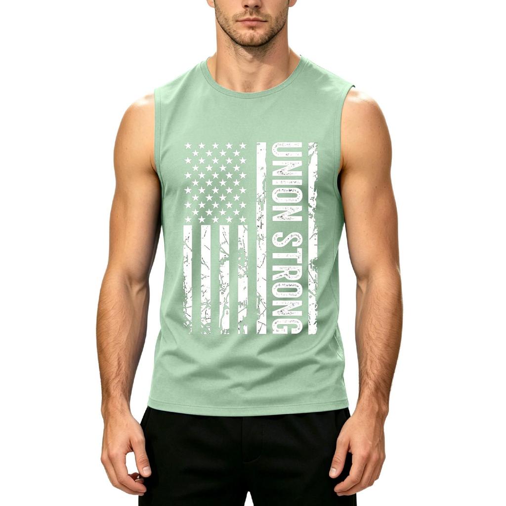 Men's Sleeveless Casual Tank Top Muscle Shirt Printed Graphic Crew Neck Summer Workout Gym Apparel for Outdoor Activities