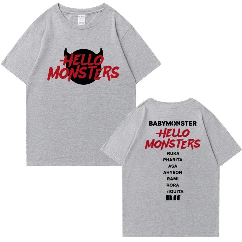 Popolari Magliette Babymonster Hello Monsters World Tour 2026 Nuove Unisex Vintage Abbigliamento in Cotone Uomo Donna Maglietta a Maniche Corte