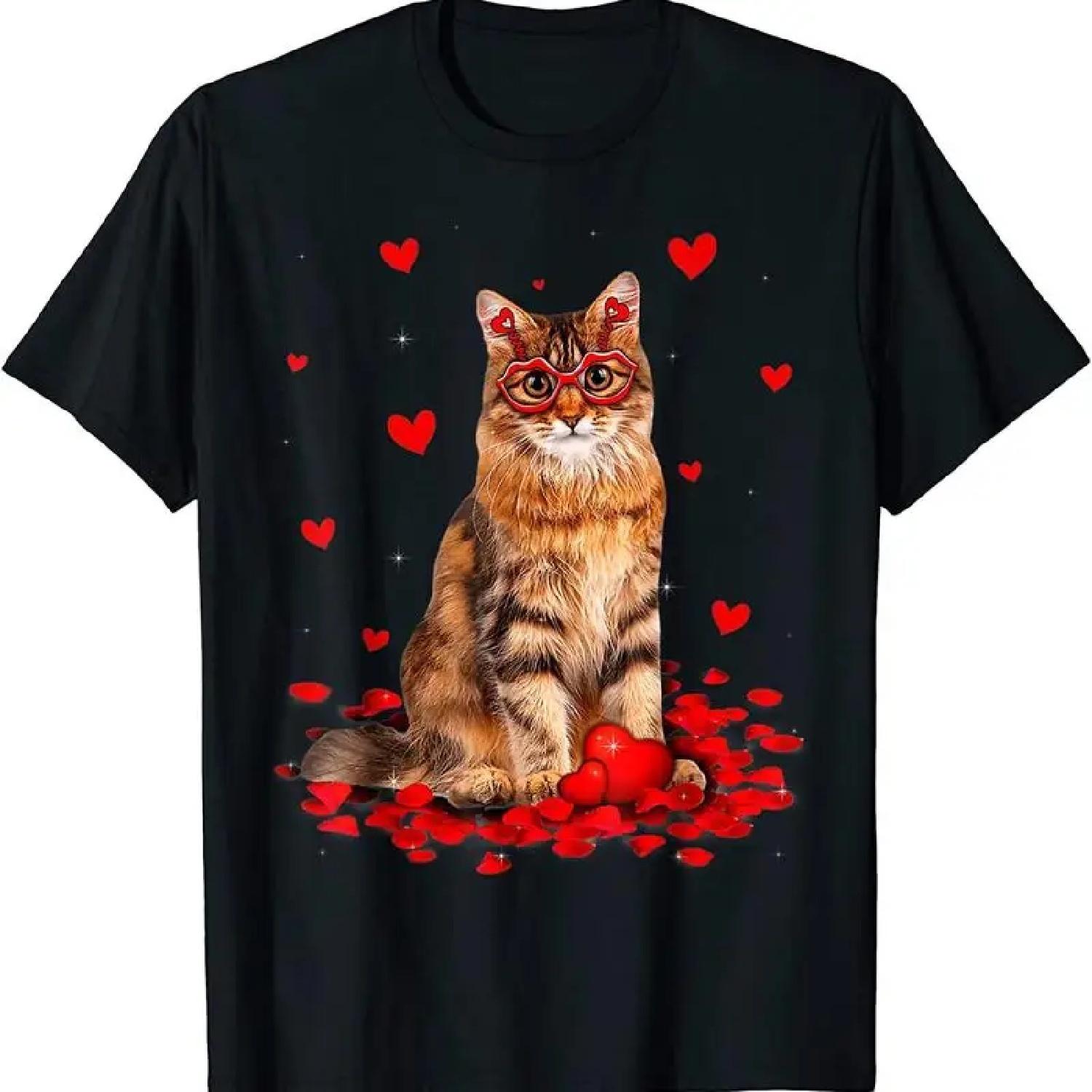 New Limited My Cat Is Valentine Kitten Lover Heart Valentines Day T Shirt S