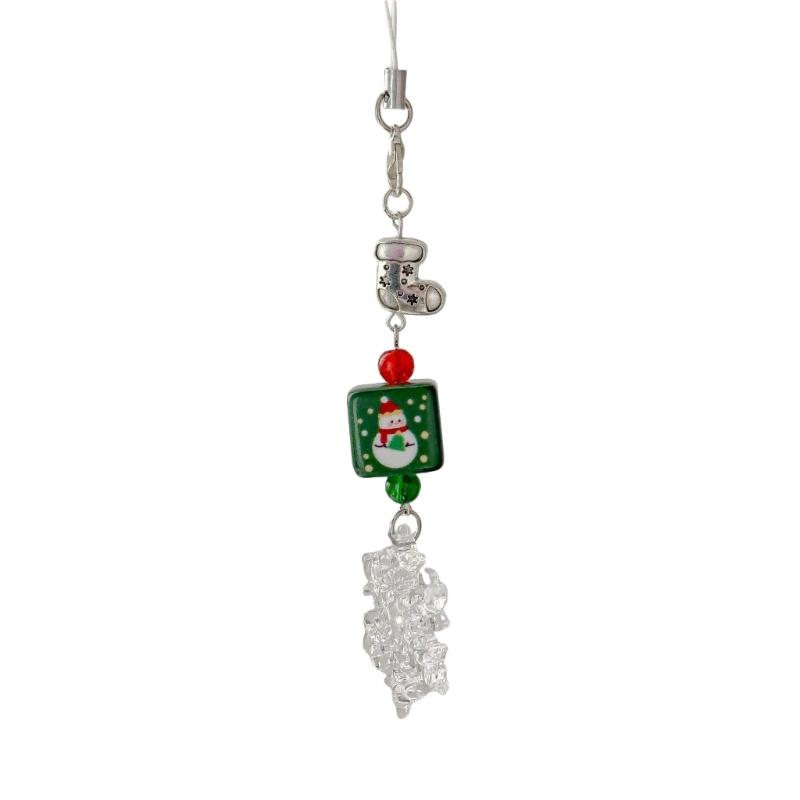 Festival Christmas Bead Mobile Strap Phone Pendant Alloy Phone Strap Resin Alloy Texture Perfect for Bags or Keys