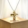 Elegant Peach Heart Hammered Necklace - Women's Clavicle Chain for Daily Wear