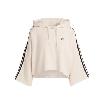 Originals Short Sports Drawstring Striped Hoodie for Women, Wonder White