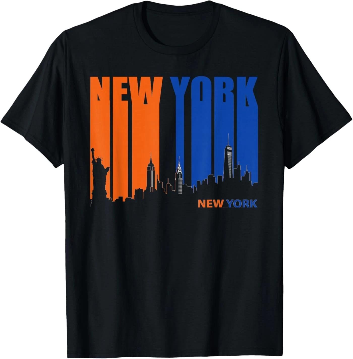 NEW YORK ORANGE & BLUE SKYLINE VINTAGE SILHOUETTE T-Shirt 4XL