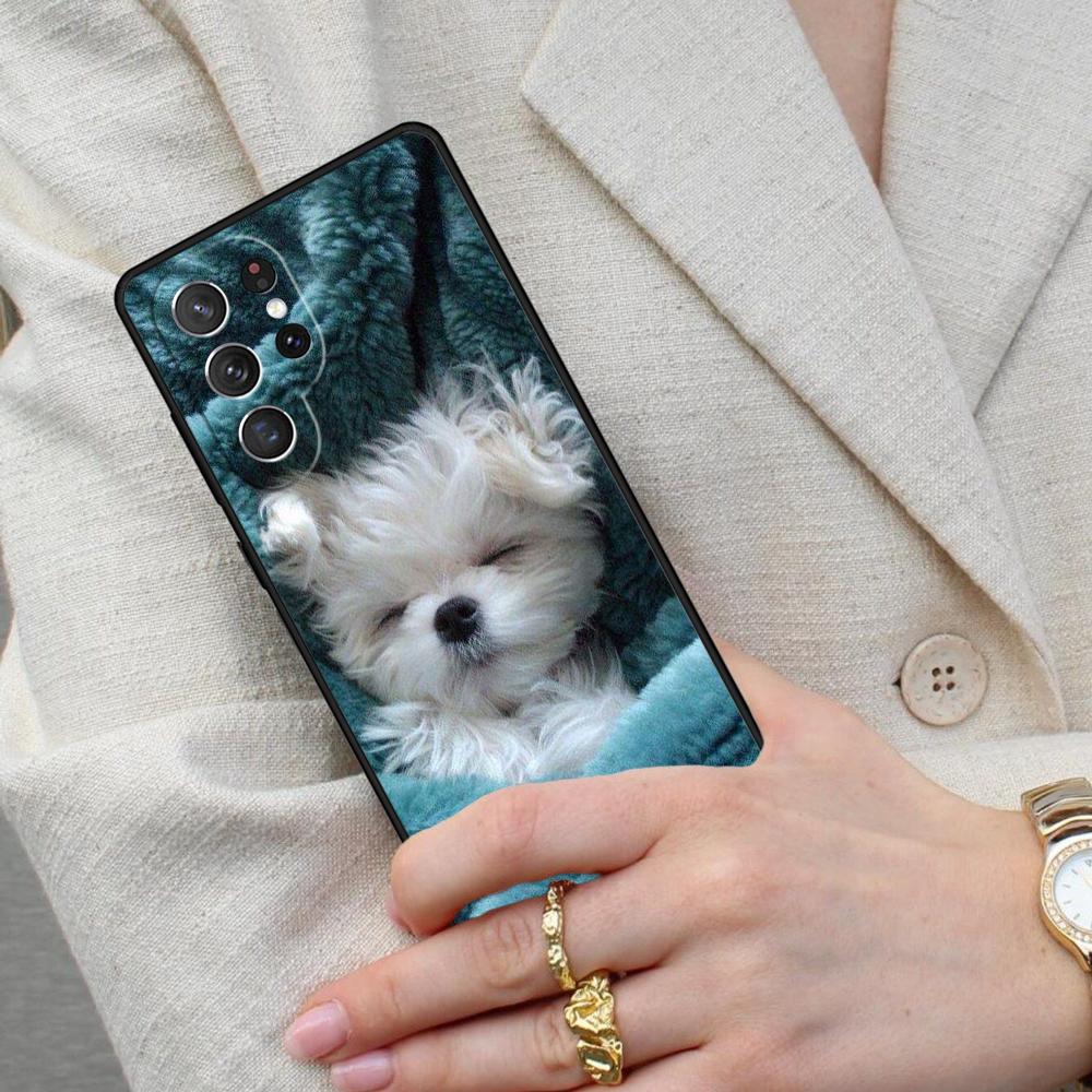Cartoon Maltese Dog Cell Phone Case for Samsung Galaxy S26 Ultra S25 S24 S23 S22 S21 S20 Note10 Cover