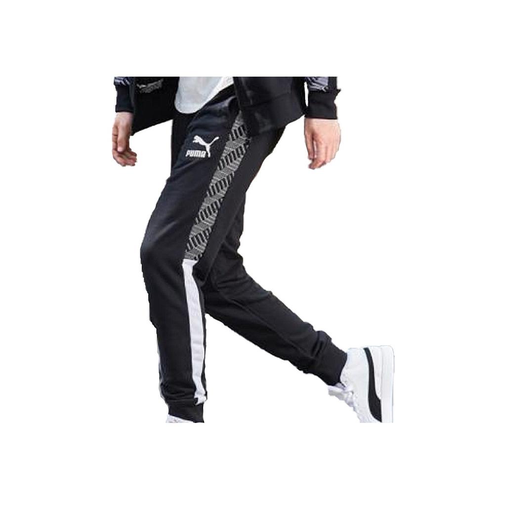 Puma T7 Track Pants with Side Stripe Panel and Drawstring Men Bottoms Black 595964-61