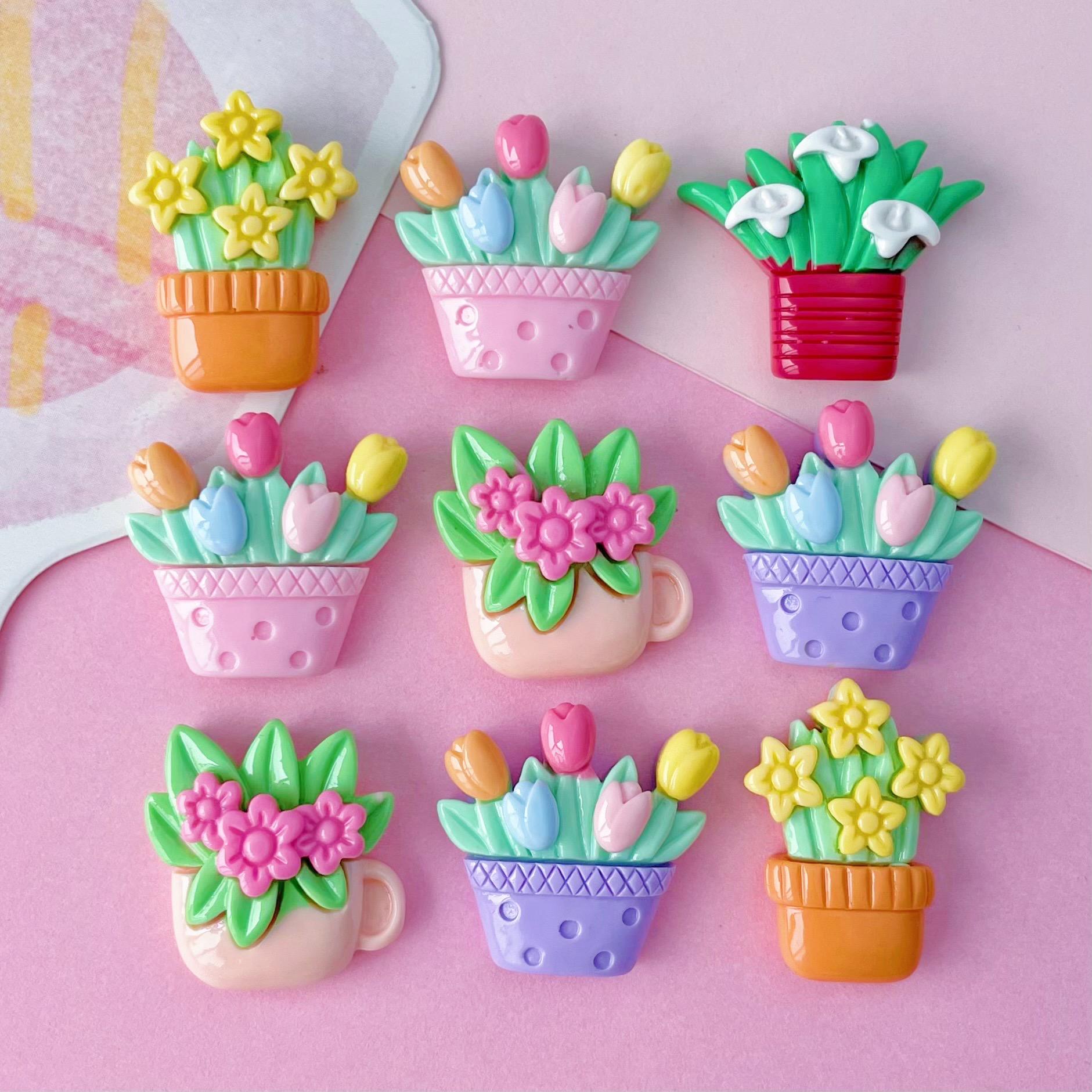 

10Pcs New Cute Cartoon Bouquet Series Flat Back Ornament Jewelry Bows Accessories