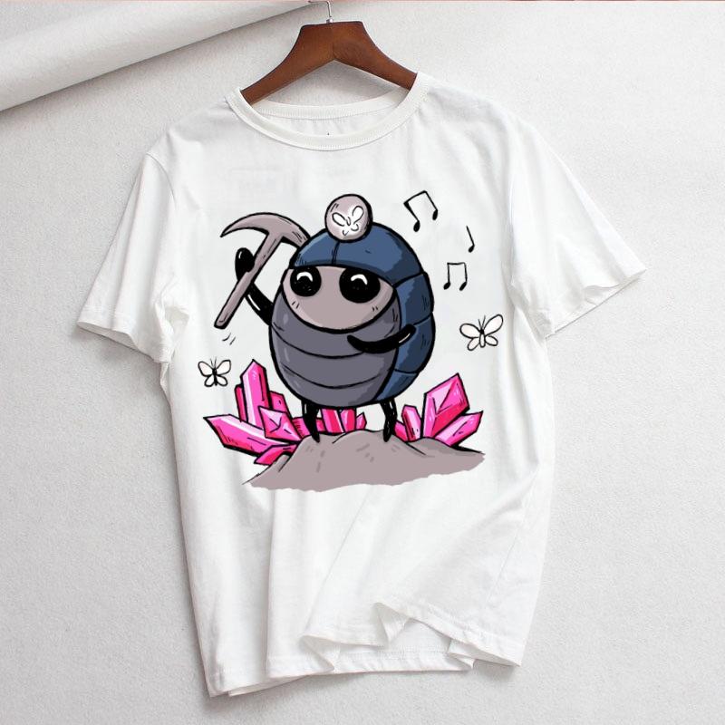 Hollow Knight Print Ladies Tshirt Ladies Casual ocollar White Shirt Short Sleeve Ladies Tshirt Graphic Printing