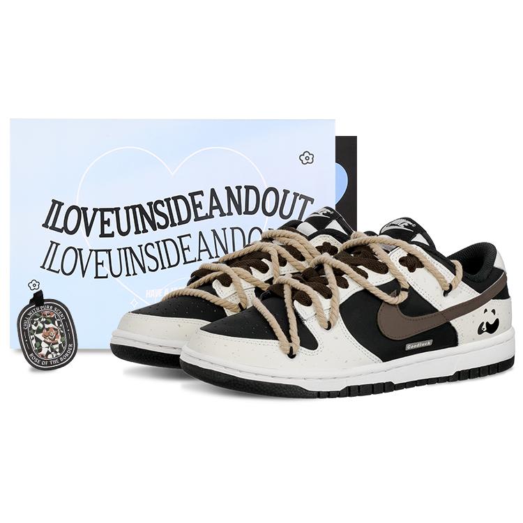 Nike Dunk Little Panda, Mocha Skateboard Shoes Women's Black White Brown CW1590-100(Team62-)
