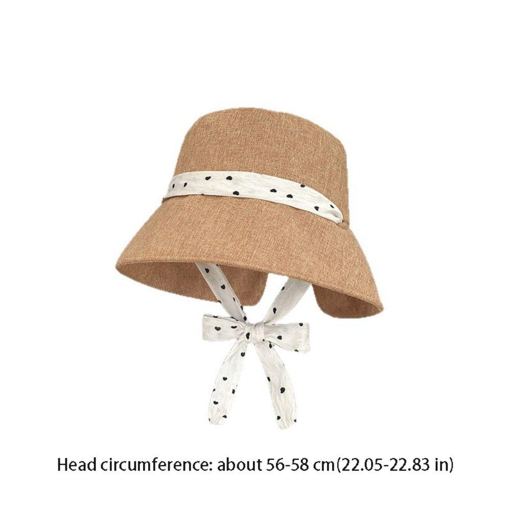 Fashion Polka Dot Ribbon Women Fisherman Hat Solid Color Lace Sunshade Hat Wide Brim Cotton Summer Sun Hat Hiking