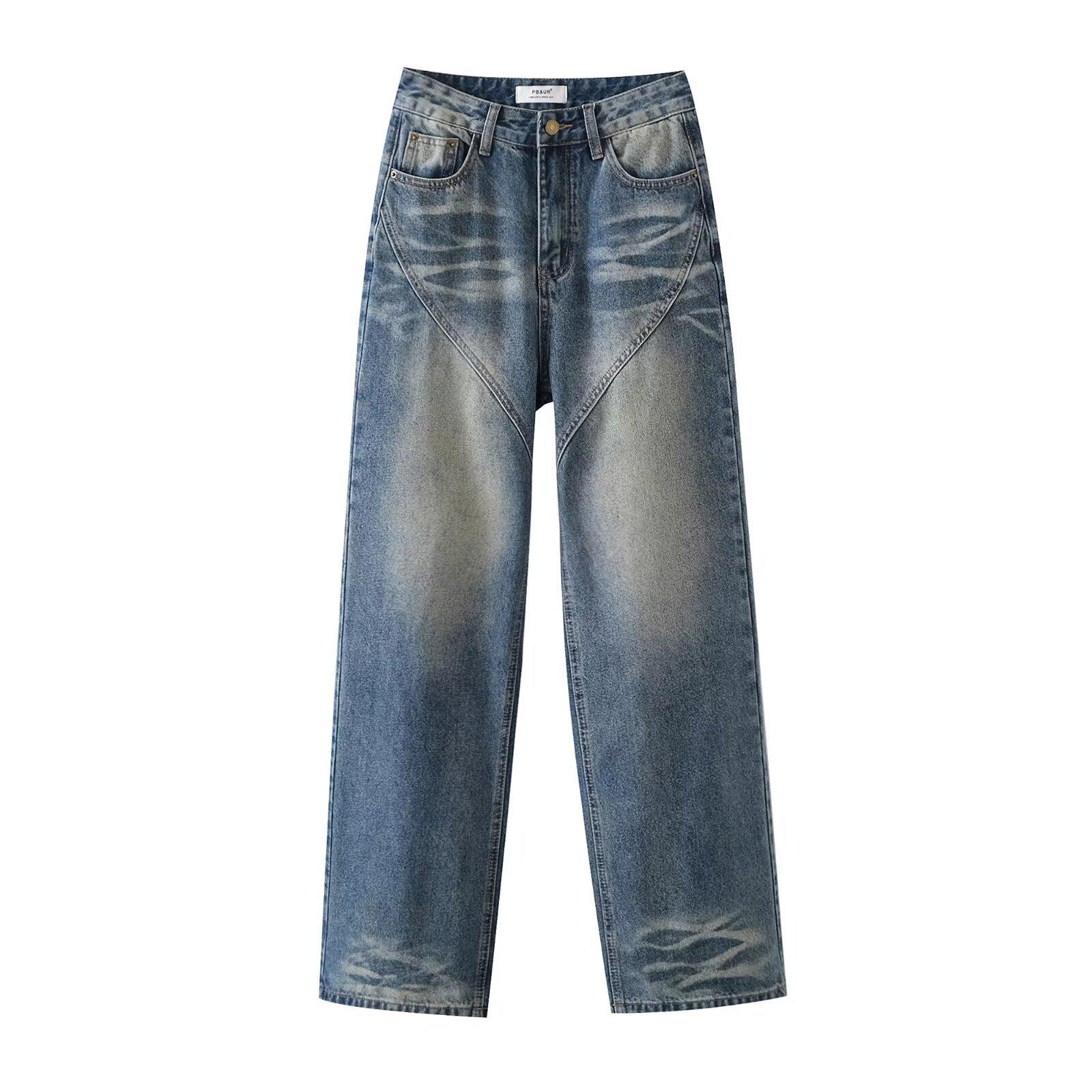 

Spring 2025 Women s High-Waisted Slimming Straight-Leg Distressed Loose Jeans S