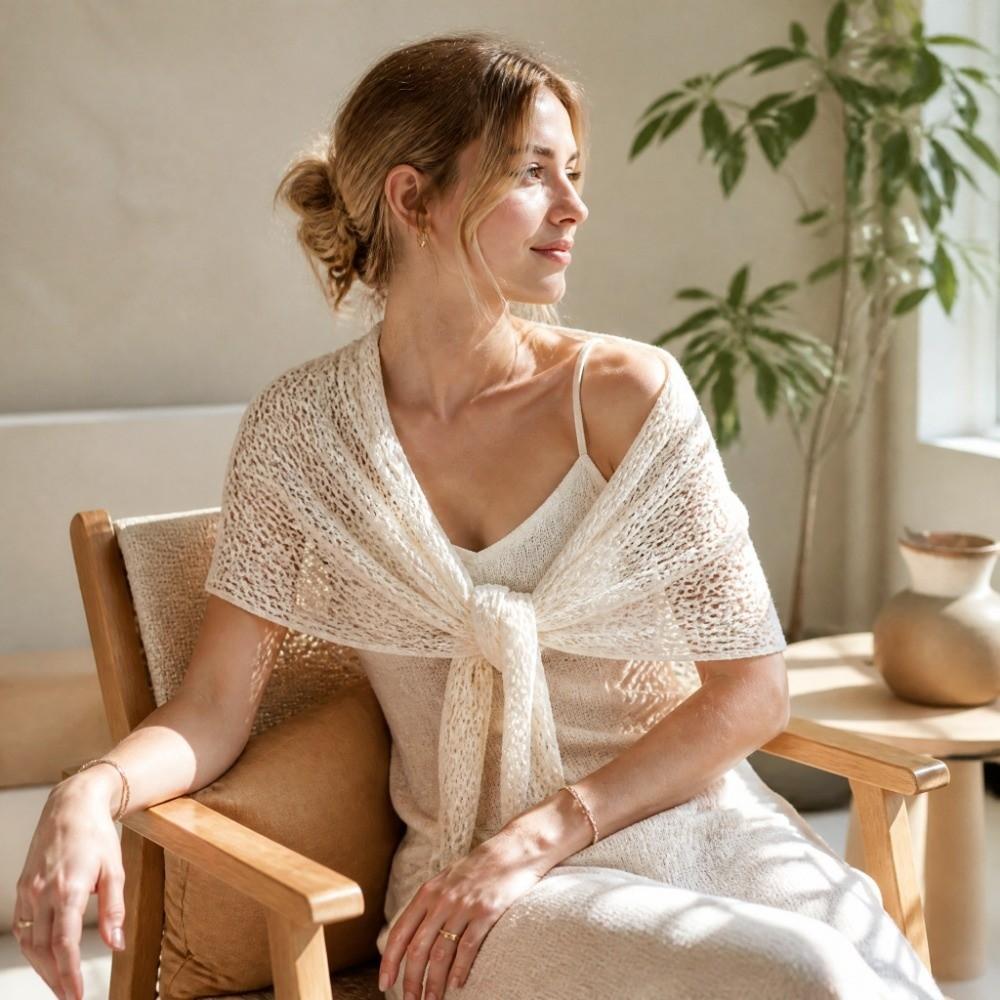 Breathable Triangle Wrap Hollow Out Shoulder Shawl Fashion Scarf Coverup Daily Wear