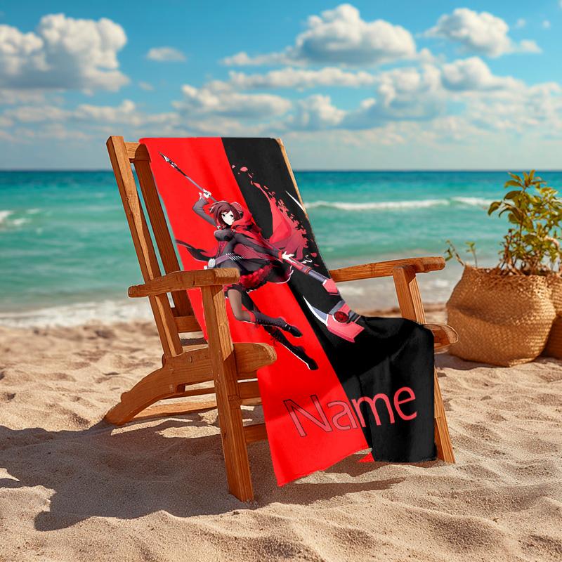 Personalisiertes, maßgeschneidertes Strandtuch mit RWBY Volume-Muster - weich, saugfähig, schnell trocknend, perfekt für Schwimmen, Camping & Baden