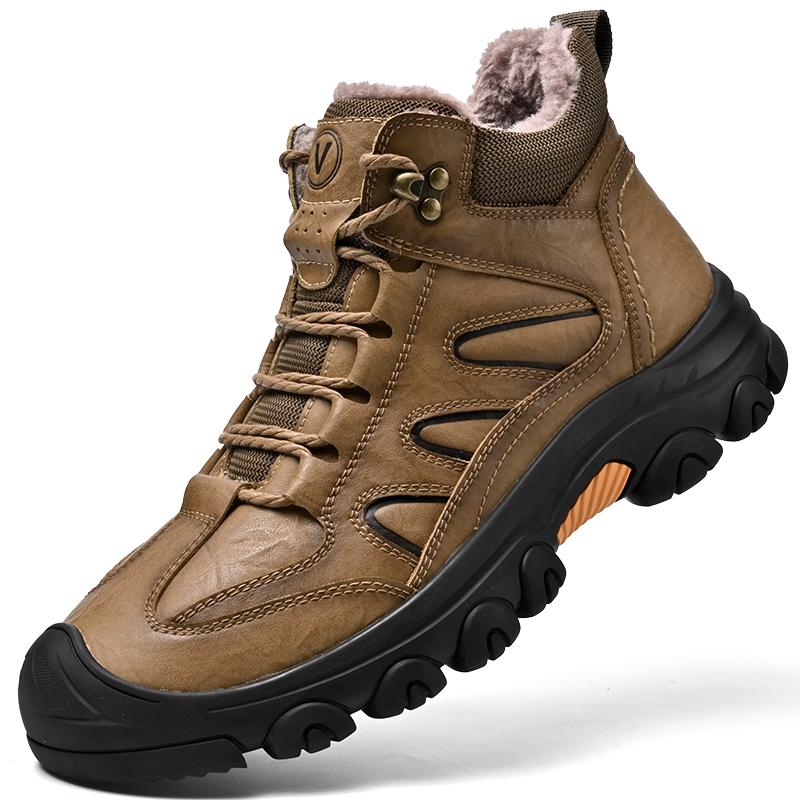 Fashion Winter Mens Outdoor Boots Genuine Leather Warm Ankle  Boots for Men Handmade Working Boots High Top Bassic Casual Hiking Shoes