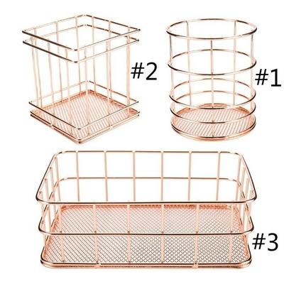 1ks Rose Gold duté kovové pouzdro na pero Organizér Kancelářský psací stůl Dekor