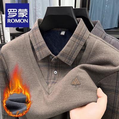 Lomon Men's Long Sleeve Shirt Collar Pullover