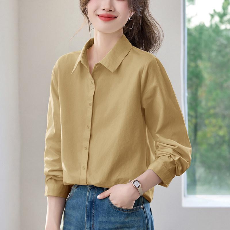 

2026 Spring Cotton Shirt: Stylish, Loose & Slimming Women s Top with a High-End Feel Large (135-150 cm) світлого кольору хакі