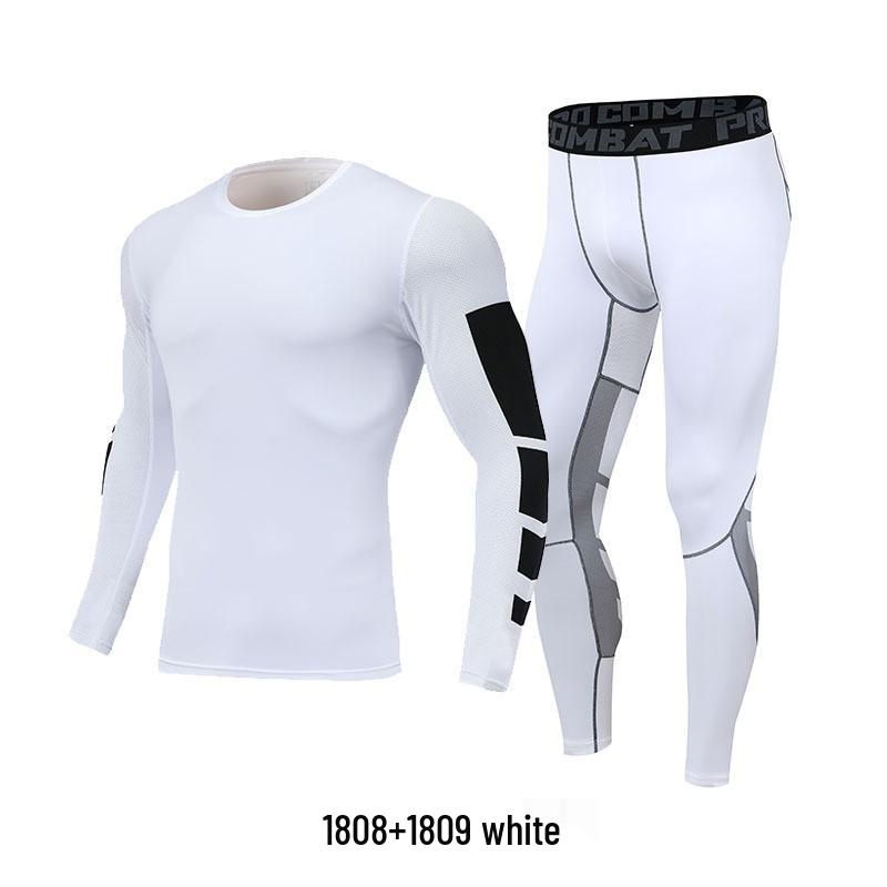Men's Quick-Drying Elastic Compression Long Sleeve Fleece-Lined Fitness Suit