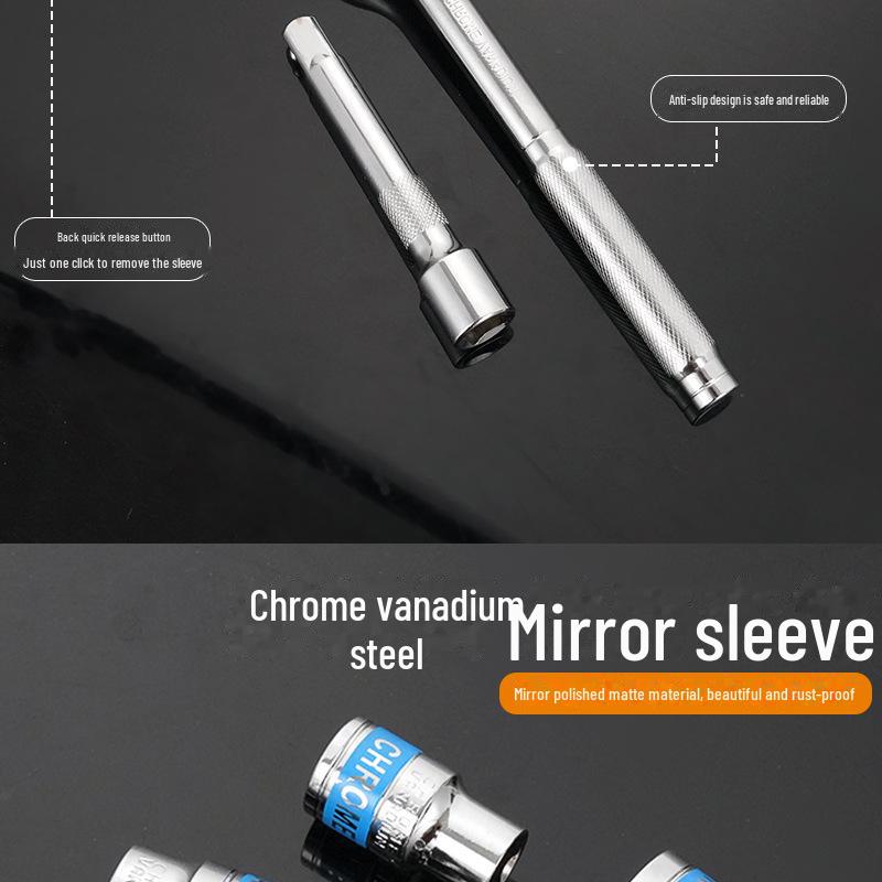 12-Piece Dual-Purpose Chrome Vanadium Ratchet Wrench Set with Extension Rod and Iron Box