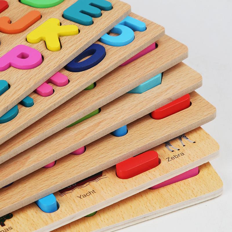 Kids Alphabetic Arithmetic Number Puzzle Wooden Montessori Preschool Learning Educational Game Toy Birthday Gifts For Children