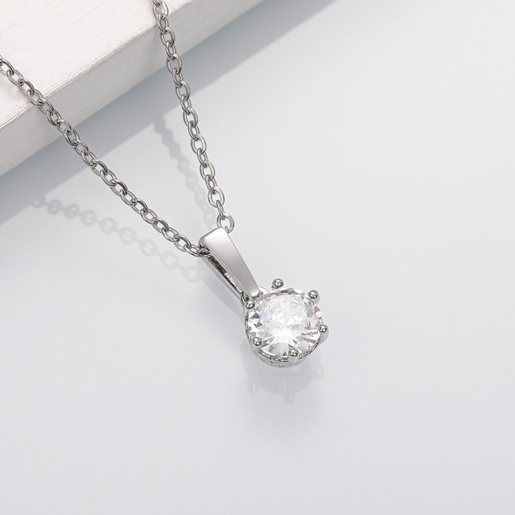 Simple Solitaire Zircon Necklace Elegant Valentine’s Day Gift Jewelry