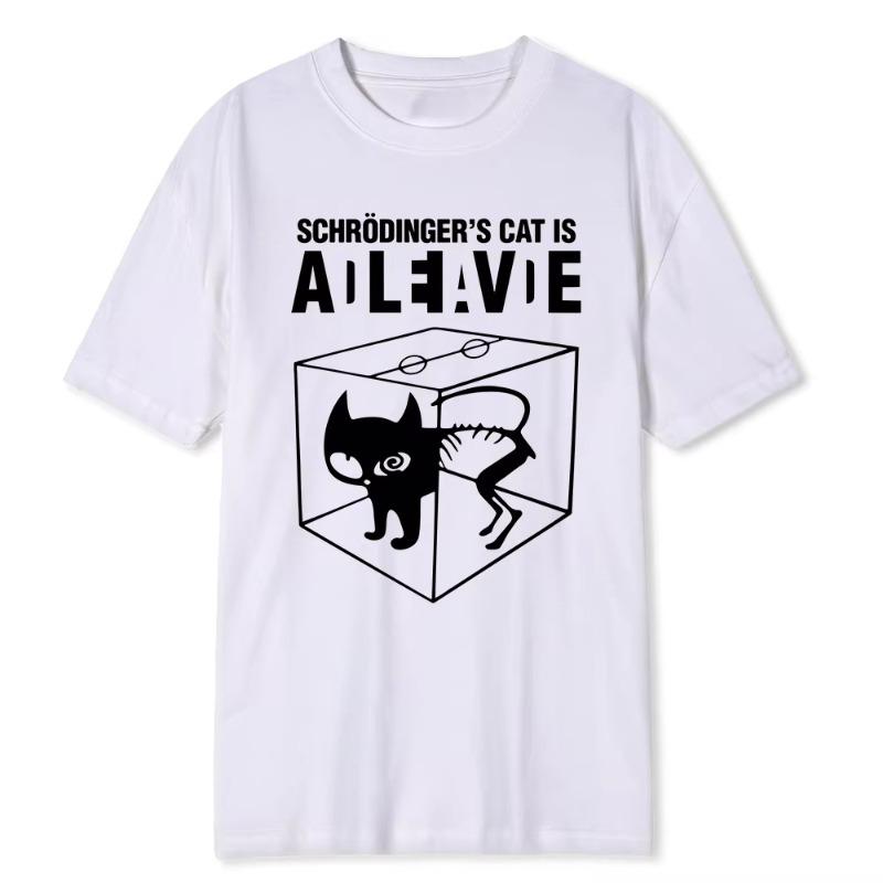 2025 Top Quality Schrodinger Cat Summer Print Fashion Loose Round Neck Short Sleeve Casual Big Bang Women's T-shirt