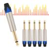 5pcs 6.35mm Single Track Microphone Audio Cable DIY Usage Welding Plug Connectorblue tail