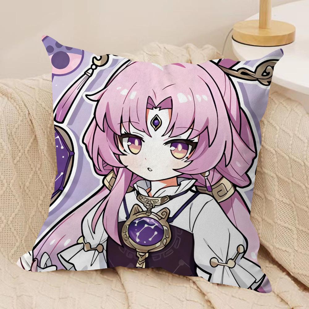 Game HHonkai Star Rail Cushion Cover Soft Plush Throw Pillow Cover  DoubleSided Printed Cushion Case  Cozy Sofa  Home Decor