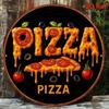 Vintage Pizza Metal Sign 8x8 Round Wall Art Bar Decor