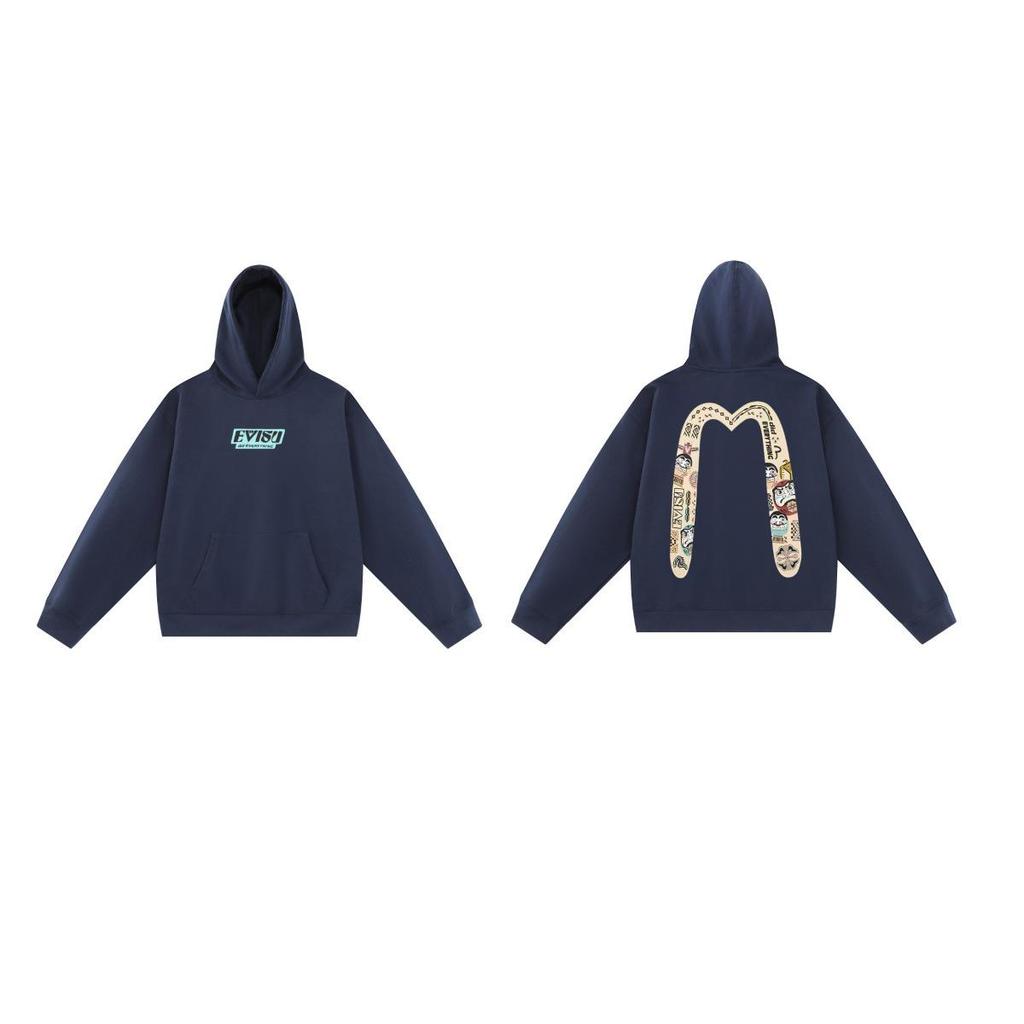 EVISU Fukujin 2025 Spring/Autumn Letter Print Hoodie