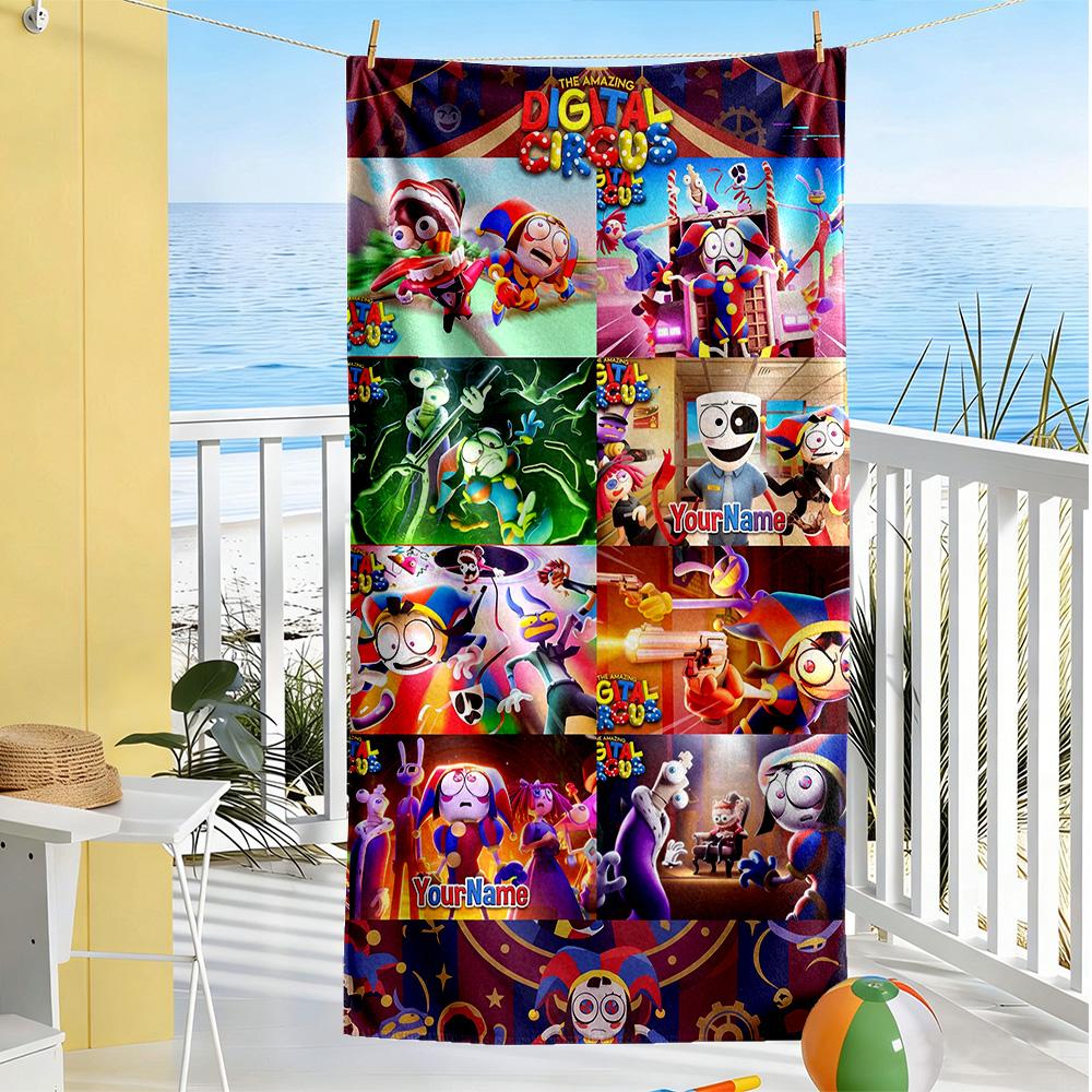 Digital Circus Personalized Text Beach Towel Quick-Dry Soft Microfiber
