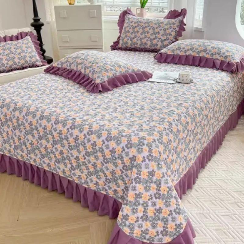 Kleines fragmentiertes Blumen-Landhausstil-Baumwoll-Steppbettdecke Einzel-Tatami-Blatt Dreiteiliges Set für alle Jahreszeiten