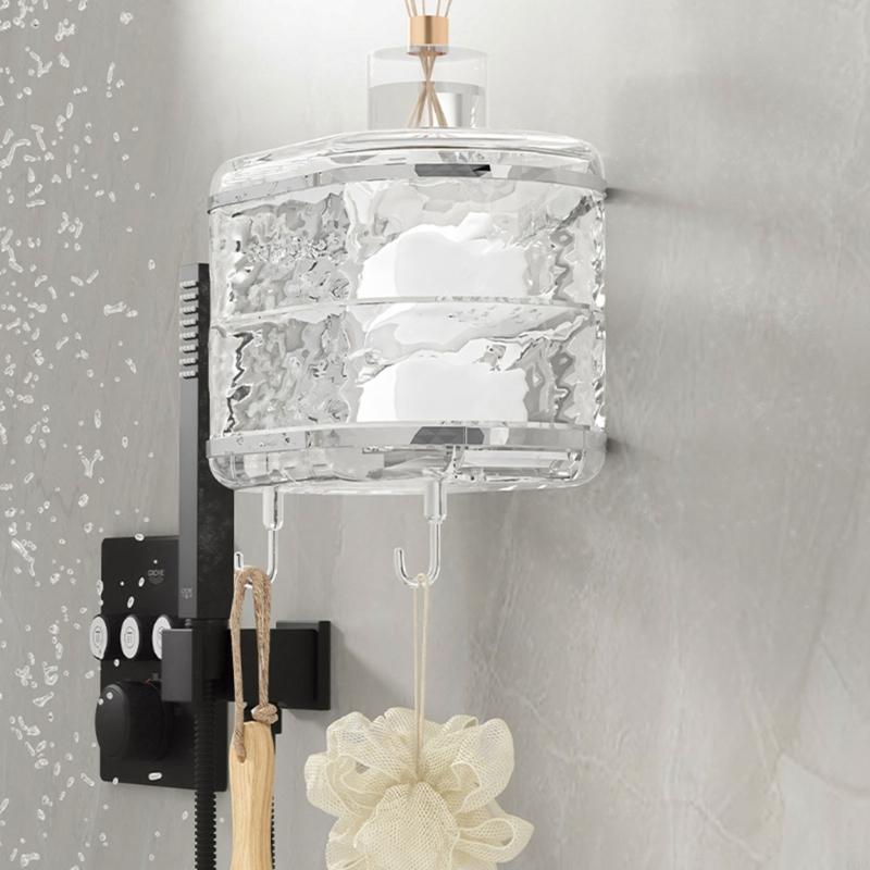 Suction Cup Soap Holder Box Strong Adhesive Soap Dish with Elegant Color Pattern