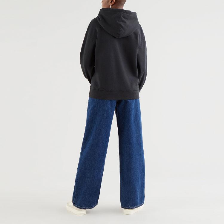 Levis Hooded Logo Print Sweatshirt Women Tops Black 18487-0004