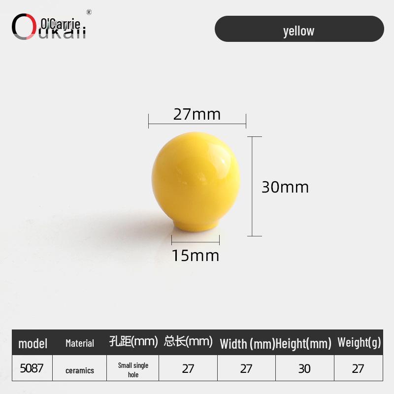 Colorful Ceramic Knob for Cabinets & Drawers - Round, Single Hole Design