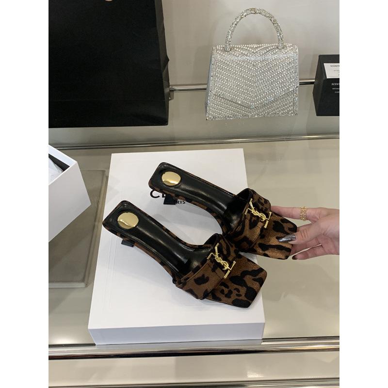 Temperament outer wear thin heel toe cool slippers women's black 2025 new summer fashion sexy high heels