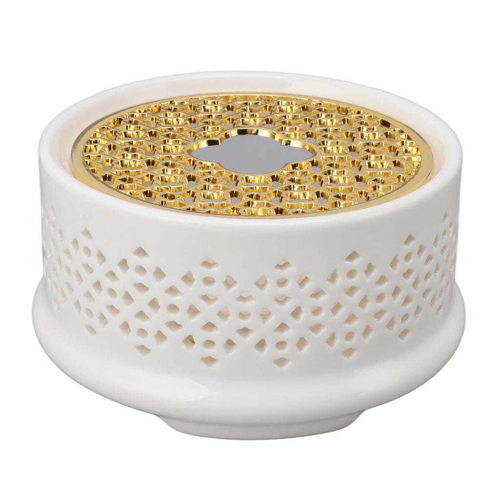 Teapot Warmer Tea Coffee Warmer Base Ceramic Heater with Spoon Lid and Candle Holder