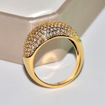 Real 18k Gold Rings for Women Luxury Full Diamond Fine Jewelry Wedding Anniversary Party for Girlfriend&Wife Gift