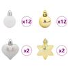 Christmas Ornament Set 40 pcs White & Gold Plastic