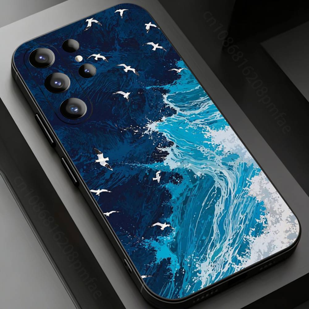 Moderne Kunst Wellen Handyhülle für Samsung Galaxy S20,23 Ultra S24,22 Plus S25,26,21FE TPU Hülle